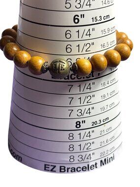 Lenny & Eva Mustard Wood Beaded Stretchy Bracelet 6.75 inches Unstretched